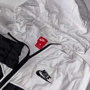 Nike Windrunner Jacket Women 1X Black White Hooded Full Zip Lightweight